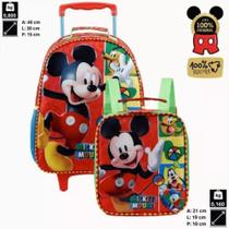 Mala com Rodas + lancheira + estojo - 16 Mickey R - 11610 - Artigo Escolar