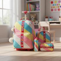 Mala com Rodas Lancheira Estojo E Garrafa Lilica Vibrant