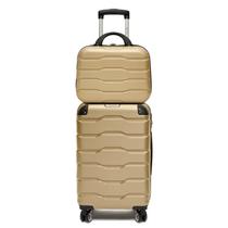 Mala De Bordo Com Rodinha P + Frasqueira Com Senha Bege