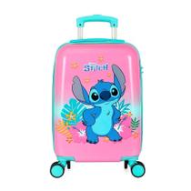 Mala de bordo luxcel stitch e angel com rodas infantil feminina mf10535sc