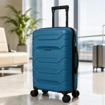 Mala de Bordo Rigida Azul Polipropileno Cadeado TSA Rodas 360 Graus Bagagem de Mao Leve 2,5kg Viagem Congresso Evento Profissional - Mala de Bordo Rigida Azul Polipropileno Cadeado TSA Rodas 360 Graus Bagagem de Mao Leve 2,5kg Viagem Congresso Evento Profissional -