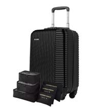 Mala de Viagem Bordo 10kg em ABS, Cadeado, Aprovada ANAC, Original Sestini Garantia Vitalícia e Kit Organizador 6 pçs para Calçados, Meias e Calcinhas