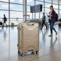 Mala de Viagem Bordo 10kg Premium Rígida e Reforçada com Rodas 360, Fechadura TSA e Porta Copo Expansível