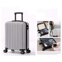 Mala de Viagem Bordo ANAC 10kg Rígida ABS Executiva Cinza com 4 Rodinhas 360 e Cadeado TSA