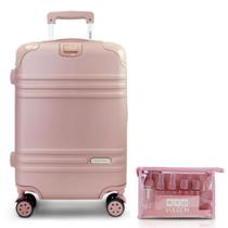 Mala de Viagem Bordo Pequena Bagagem de Mão Rígida ABS 10 KG Aprovada Cabine Rodas 360 Kit Frascos