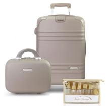 Mala de Viagem Bordo Pequena Bagagem Mão Rígida ABS 10 KG Aprovada Cabine Rodas 360 Kit Frasqueira Necessaire Frascos Mala de Viagem Bordo Pequena Bagagem Mão Rígida ABS 10 KG Aprovada Cabine Rodas 360 Kit Frasqueira Necessaire Frascos