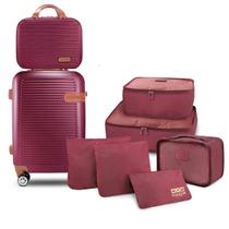 Mala de Viagem Bordo Pequena Mão Rígida 10 KG Aprovada Rodinha Kit Frasqueira Organizador Premium