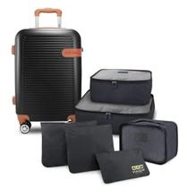 Mala de Viagem Bordo Pequena Mão Rígida ABS 10 KG Aprovada Rodinha Kit Organizador Premium