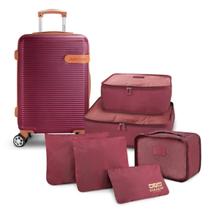 Mala de Viagem Bordo Pequena Mão Rígida ABS 10 KG Aprovada Rodinha Kit Organizador Premium
