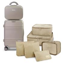 Mala de Viagem Bordo Pequena Mão Rígida ABS 10 KG Rodinha Kit Frasqueira Necessaire Organizador