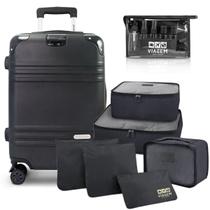 Mala de Viagem Bordo Pequena Rígida 10 KG Aprovada ABS Rodinhas Kit Conjunto Organizador Frascos