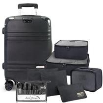 Mala de Viagem Bordo Pequena Rígida 10 KG Aprovada ABS Rodinhas Kit Conjunto Organizador Frascos Mala de Viagem Bordo Pequena Rígida 10 KG Aprovada ABS Rodinhas Kit Conjunto Organizador Frascos