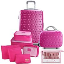 Mala de Viagem Bordo Pequena Rígida 10 KG Aprovada ANAC ABS Rodinhas Frasqueira Conjunto Organizador Frascos