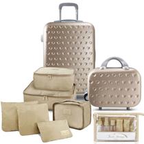 Mala de Viagem Bordo Pequena Rígida 10 KG Aprovada ANAC ABS Rodinhas Frasqueira Conjunto Organizador Frascos Mala de Viagem Bordo Pequena Rígida 10 KG Aprovada ANAC ABS Rodinhas Frasqueira Conjunto Organizador Frascos
