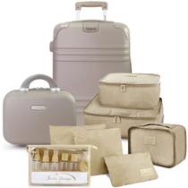 Mala de Viagem Bordo Pequena Rígida 10 KG Aprovada ANAC ABS Rodinhas Frasqueira Conjunto Organizador Frascos Mala de Viagem Bordo Pequena Rígida 10 KG Aprovada ANAC ABS Rodinhas Frasqueira Conjunto Organizador Frascos