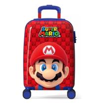 Mala De Viagem com Rodinha Pequena Bordo Super Mario Azul