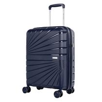 Mala de Viagem de Bordo Voo Cabine SESTINI 360 PP SUPREME Azul Marinho Cadeado TSA Ziper Expansível Rodas Duplas Giratória Super Duradoura e Leve