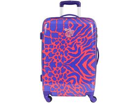 Mala de Viagem DMW Pequena Expansiva - Capricho Animal Print Azul e Vermelha