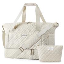 Mala de viagem ETRONIK Weekender para mulheres 37L com bolso molhado bege Mala de viagem ETRONIK Weekender para mulheres 37L com bolso molhado bege