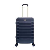 Mala de Viagem Expansiva Rigida Roda Dupla 360 Cadeado Embarque Bagagem Aviao Media 23kg Abs Azul