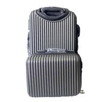 Mala de viagem + frasqueiras fibra com rodinha 360 chumbo