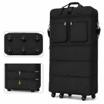 Mala de viagem gigante 100cm dobrável 4 em 1 expansível com rodinhas impermeável sacola de compras 2 bolsos multiuso