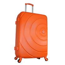Mala de viagem grande 28 a 32 kg material ABS cadeado rodas com giro 360 reforçado laranja vibrante