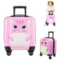 Mala de Viagem Infantil Gato ABS Rígida 4 Rodas Giro 360