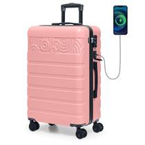 Mala de Viagem Krute Spinner 24 Polegadas com Porta USB - Rosa