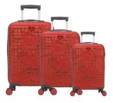 Mala de Viagem Mickey Vermelha Kit com 3 Unidades - P/M/G - ABS