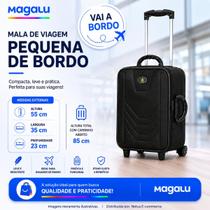 Mala de Viagem Pequena de bordo com 2 rodinhas fixas e 2 alças medidas conforme ANAC para levar na cabine