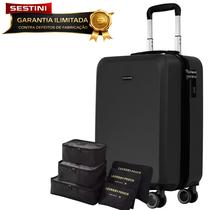 Mala de Viagem Premium Sestini com Kit Organizador, Super Resistente com GARANTIA VITALÍCIA, ORIGINAL com Padrão ANAC