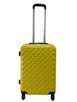 Mala de Viagem Rígida 8 kg Amarela Texturizada com Zíper Expansivo e Rodas 360