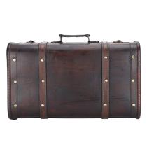 Mala decorativa GOTOTOP Vintage de madeira com fechadura Mala decorativa GOTOTOP Vintage de madeira com fechadura