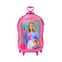 Mala Infantil Barbie 3D com Rodas Rosa Mala Infantil Barbie 3D com Rodas Rosa