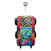 Mala Infantil Escolar HotWheels Patrulha Canina Carrinho Formato 3D Maxtoy Abertura Frontal