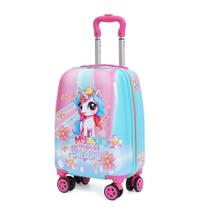 Mala Infantil Escolar Viagem Unicórnio 10kg ABS Rígido Rodinha 360