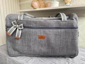Mala maternidade (xg) - colors - linho cinza com fita cinza
