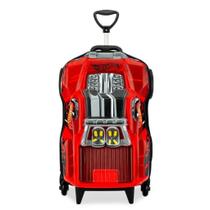 Mala Mochila Infantil 3d Hotwheels Dawgzilla Vermelha Rodinha Tripla