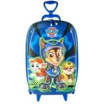Mala Mochila Infantil 3d Paw Patrol Chase Spy Azul Rodinha Tripla