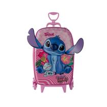 Mala Mochila Rodinha Lilo & Stitch 3d Rosa Meninas Escolar