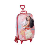 Mala Mochila Rodinha Princesa Moana 3d Meninas Escolar