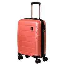 Mala Pequena De Bordo Navegat Expansível Rosê Gold Rodas Duplas Cadeado Tsa Polipropileno