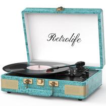 Mala portátil Bluetooth Record Player Retrolife de 3 velocidades