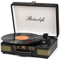 Mala portátil Bluetooth Record Player Retrolife de 3 velocidades