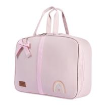 Mala Rosa Arco Íris Bordado E Laço Decorativo - 1 Peça