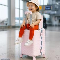 Mala Viagem Grande Assento Infantil ABS Giro 360 de 23 a 32kg - Rosa - Alira Home