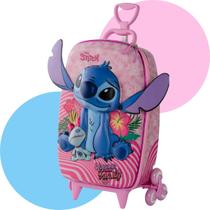 Mala Viagem Stitich Menina Rodinhas Original Disney Escola 3D Premium