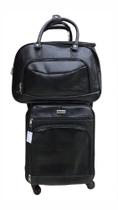 Mala viagem tamanho de bordo material pu cor preta e com 4 rodas 360 graus mais 1 de mão/tira colo Mala viagem tamanho de bordo material pu cor preta e com 4 rodas 360 graus mais 1 de mão/tira colo