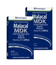 Malacal MDK Suplemento Alimentar Vitaminico Calcio Citrato Malato Vitamina D3, Vitamina K2, Magnésio 60 Comprimidos